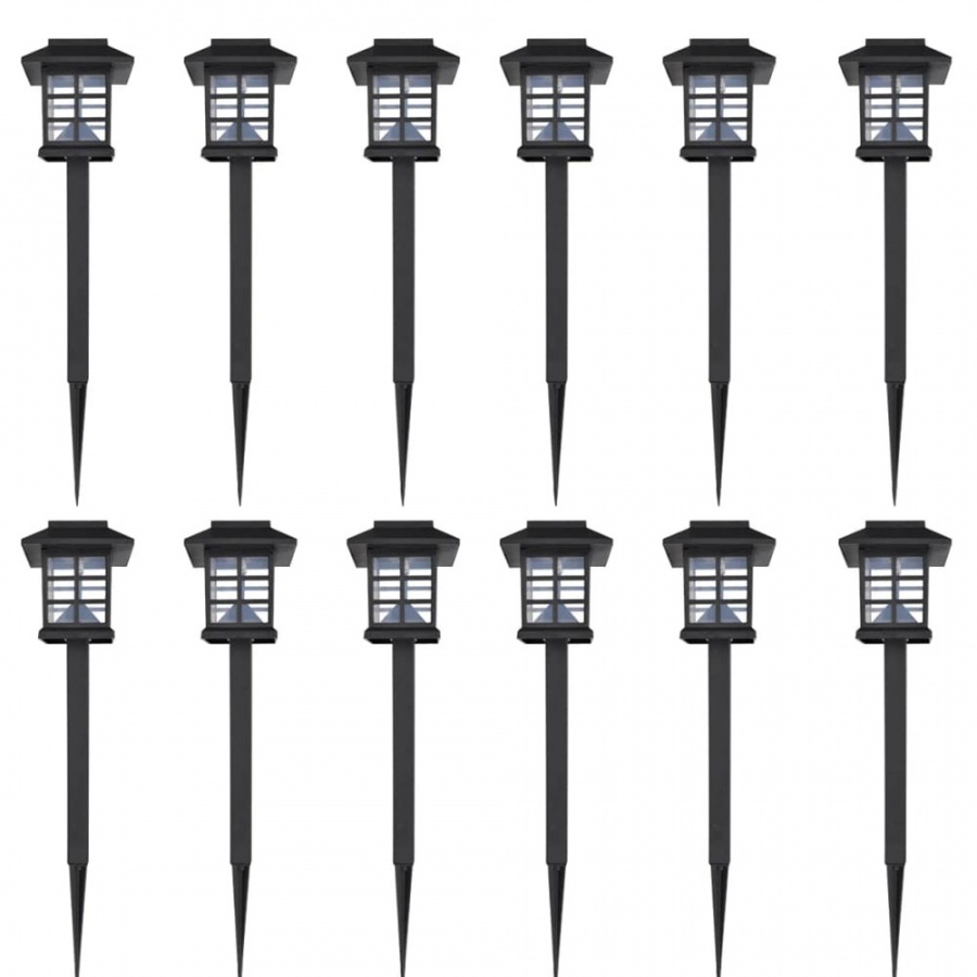 Zewnętrzne lampy solarne LED 12 szt. ze szpikulcem 8,6 x 8,6 x 38 cm