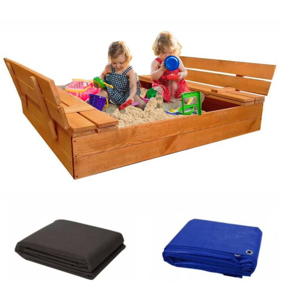 Piaskownica zamykana drewniana duża 120cm brązowa