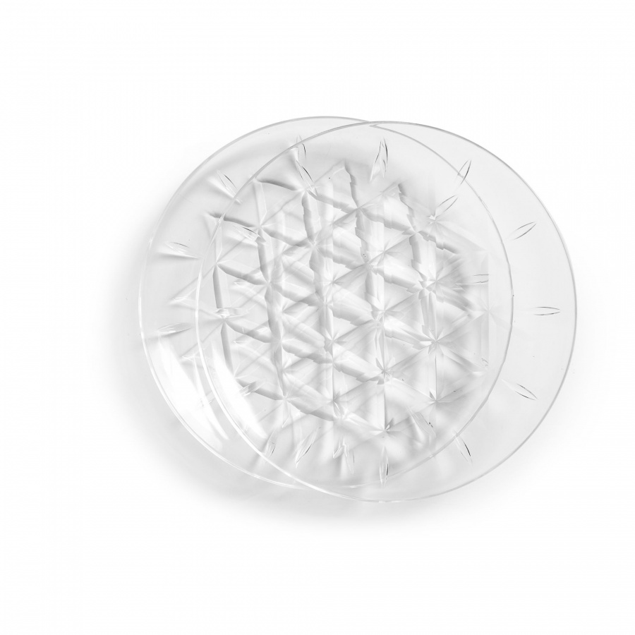 zestaw talerzy piknikowych, 2 szt., przezroczysty akryl, śred. 26 cm