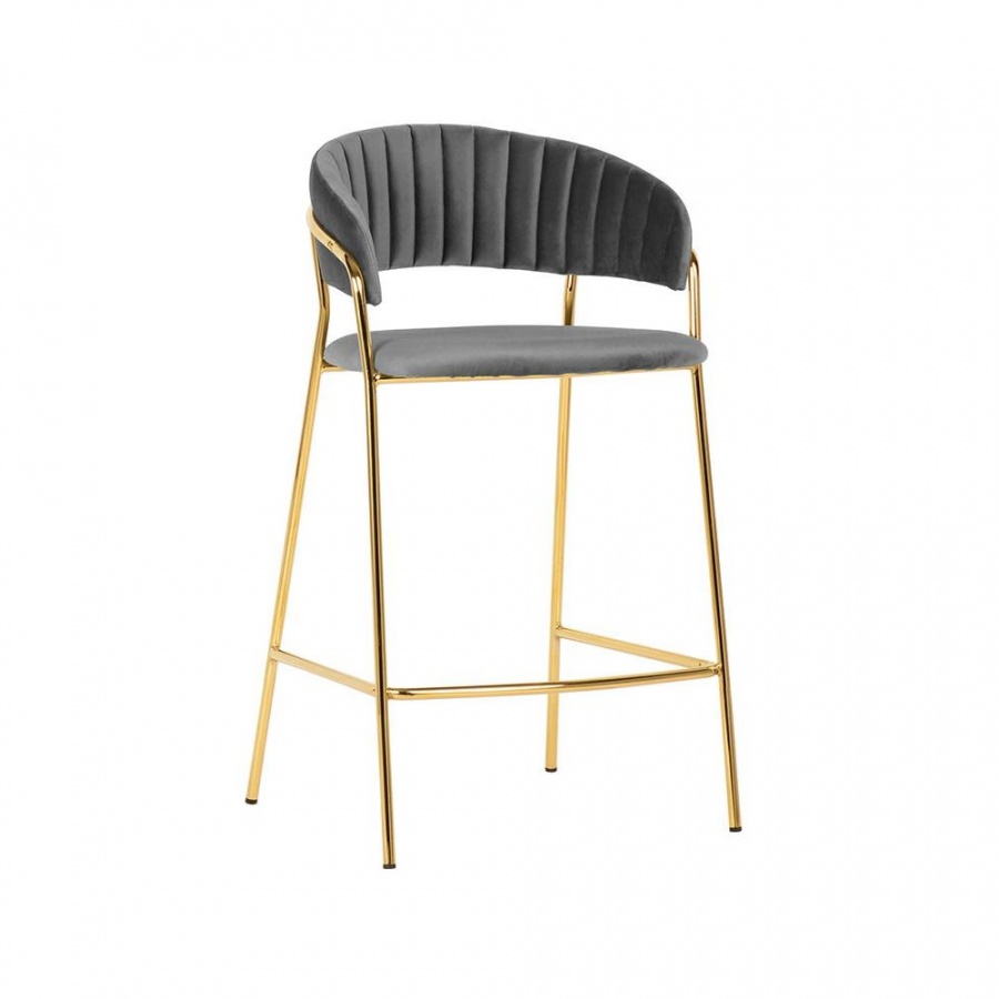 Hoker MARGO 65 ciemny szary - welur, podstawa złota