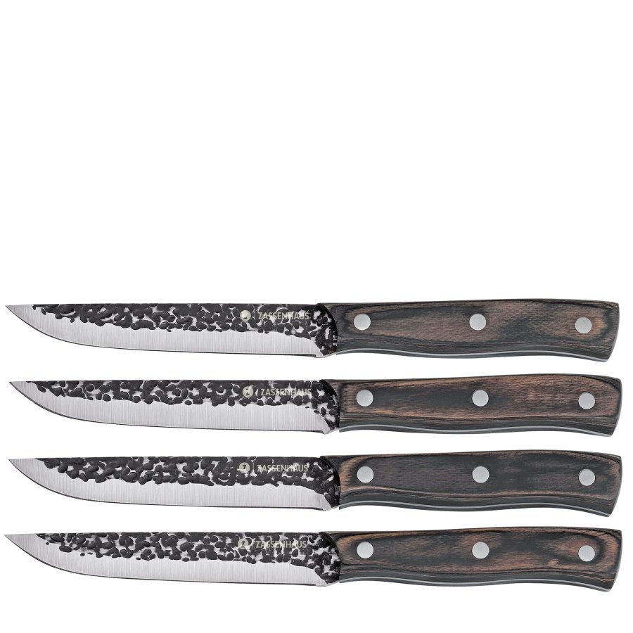 Noże do steków, 4 szt., stal/drewno pakka, 13 cm