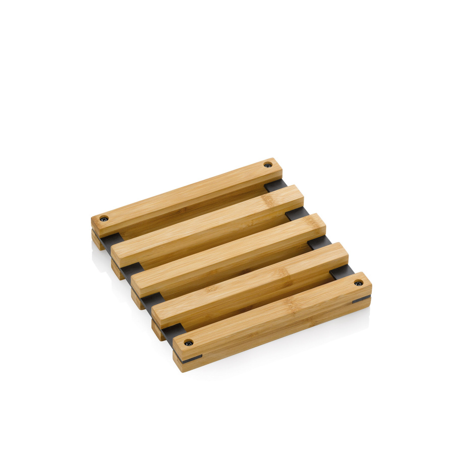 Podkładka pod gorące naczynia, bambus/metal, 20 x 20 x 3 cm