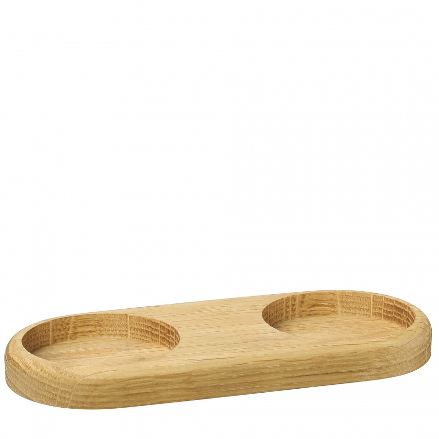 Podstawka pod młynki, drewno dębowe, 17 x 8 cm, na 2 młynki o średnicy do 6 cm