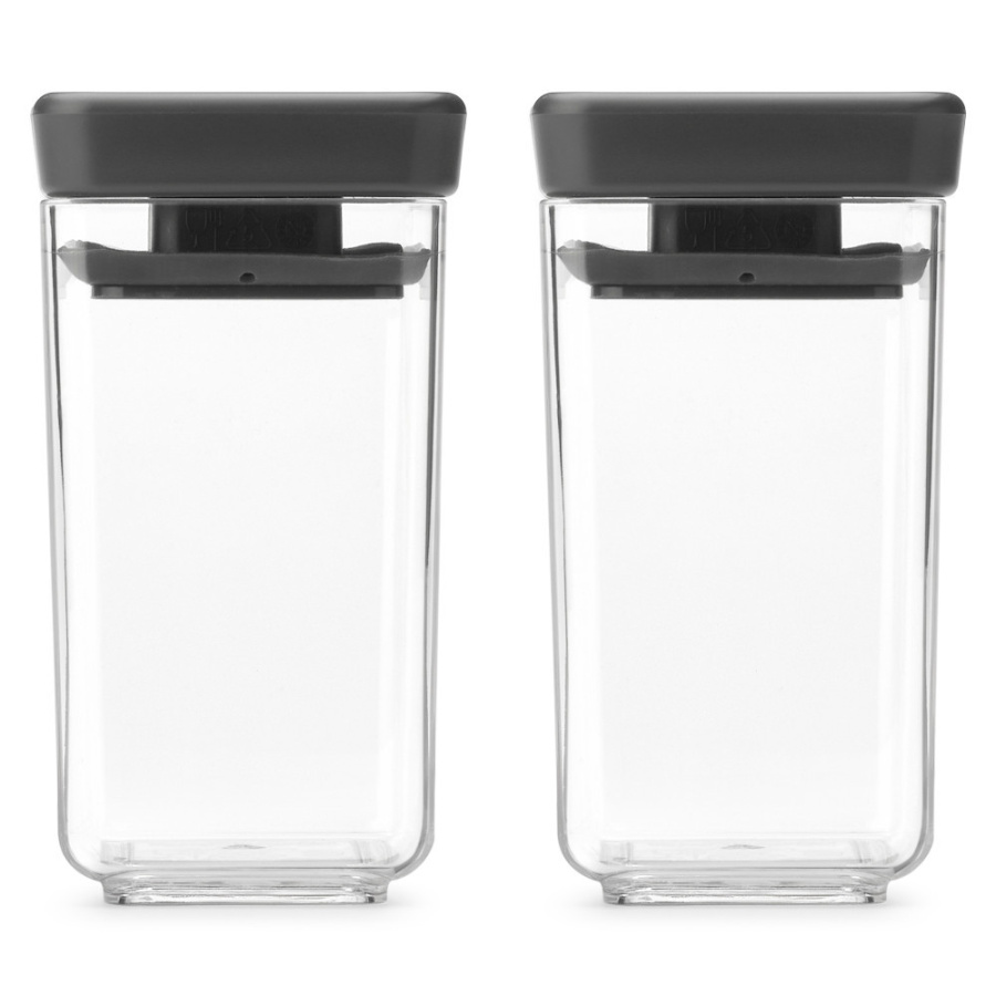 Brabantia 101137 - tasty+ - zestaw prostokątnych pojemników - 2x 0,15 l - dark grey