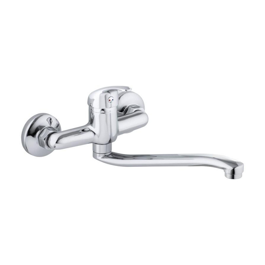 Bateria kuchenna ścienna kran obrotowy długi chrom