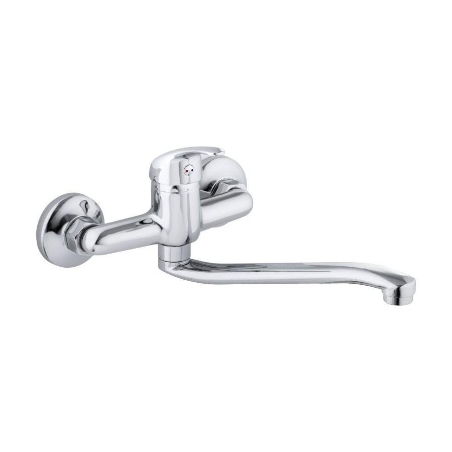 Bateria kuchenna ścienna kran obrotowy długi chrom
