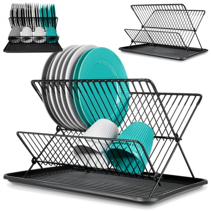 Suszarka na naczynia, czarna, ociekacz do naczyń, 45x32x25,5 cm