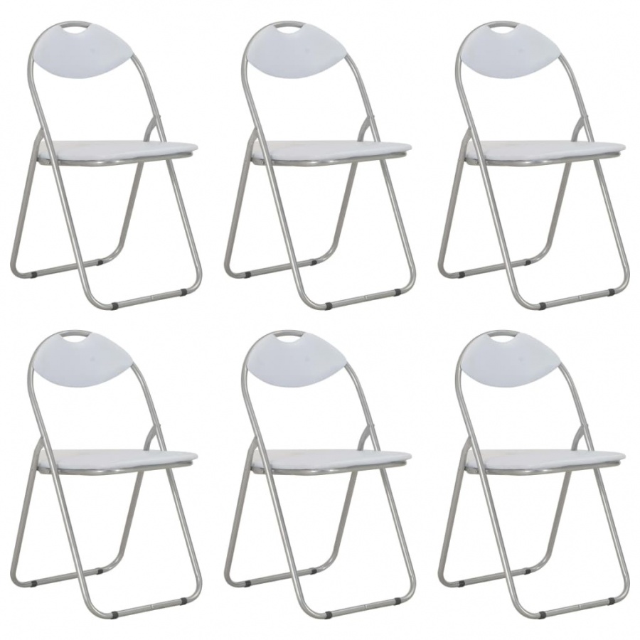 Składane krzesła jadalniane, 6 szt., białe, sztuczna skóra