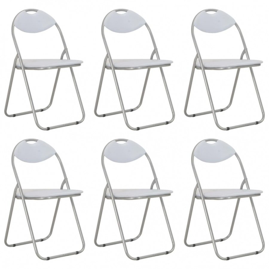 Składane krzesła jadalniane, 6 szt., białe, sztuczna skóra