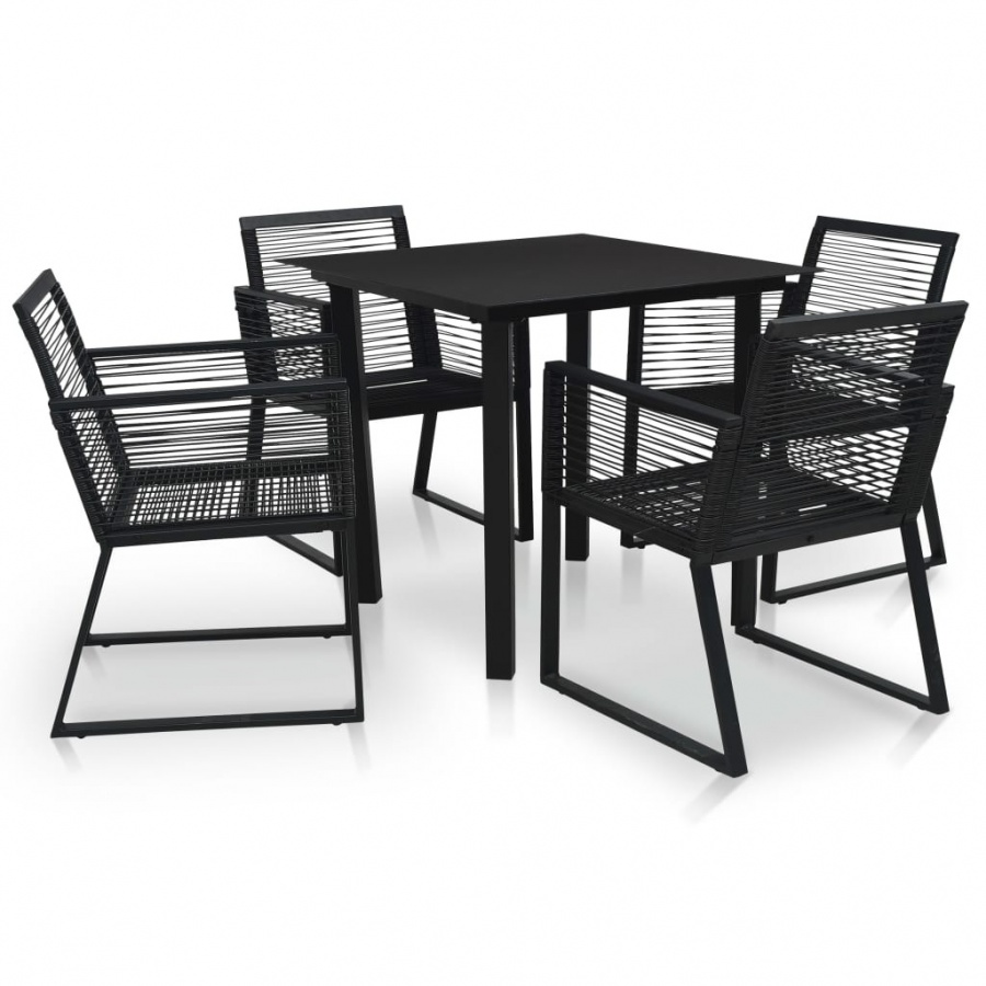 5-cz. zestaw mebli ogrodowych, rattan PVC, czarny