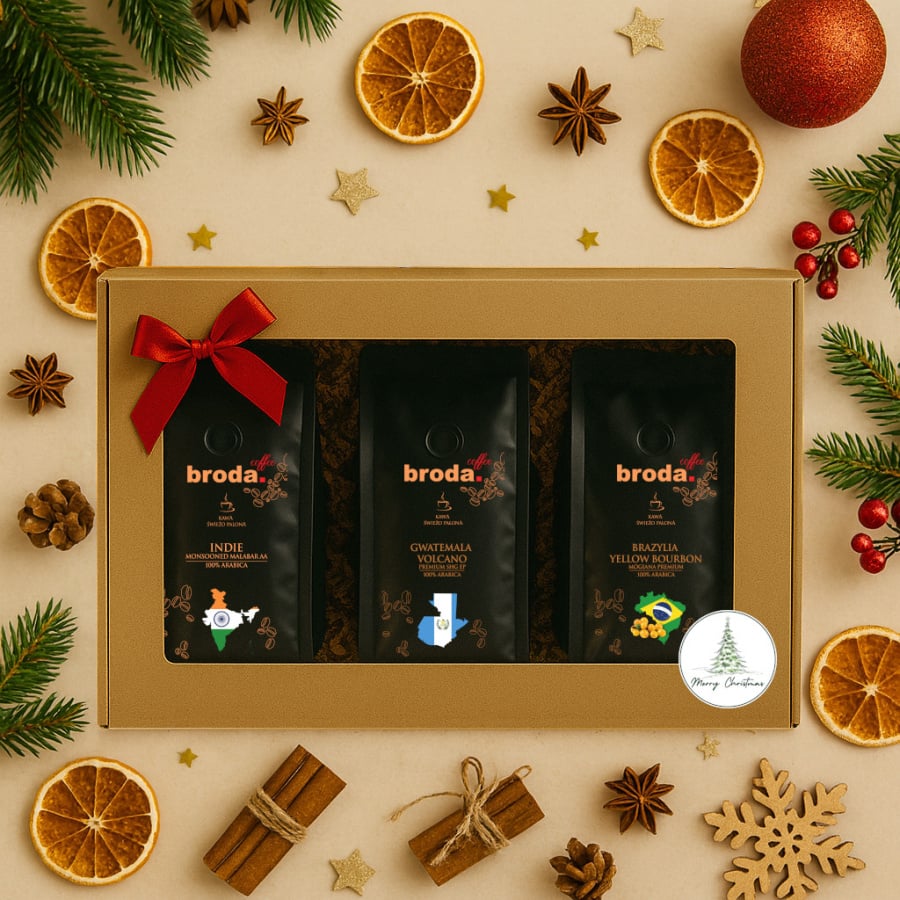 Zestaw Prezentowy • Kawy świeżo palone broda. coffee • GWATEMALA - INDIE - BRAZYLIA