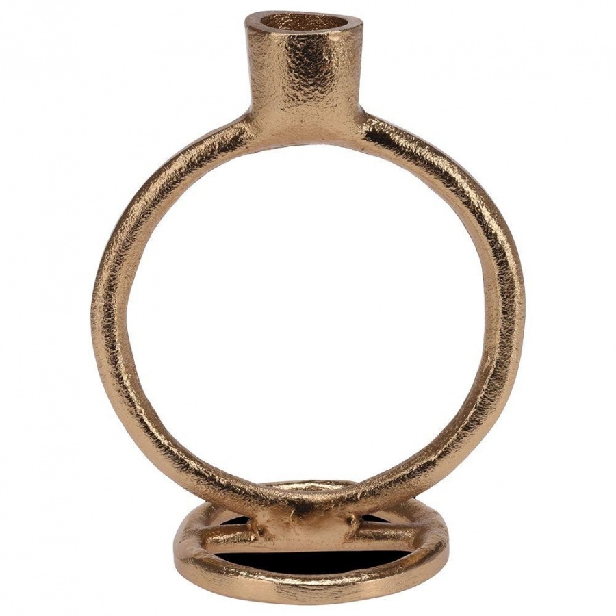 świecznik na długą świeczkę aluminiowy złoty 15 cm