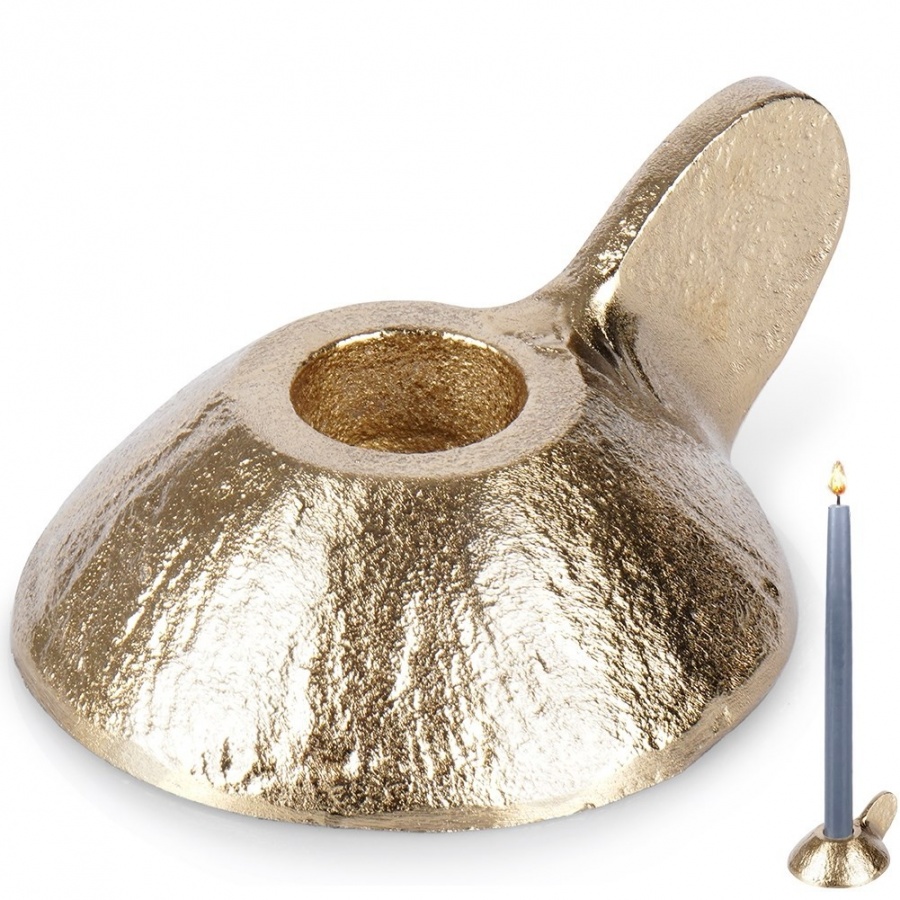 świecznik aluminiowy złoty 9x7,5x4 cm