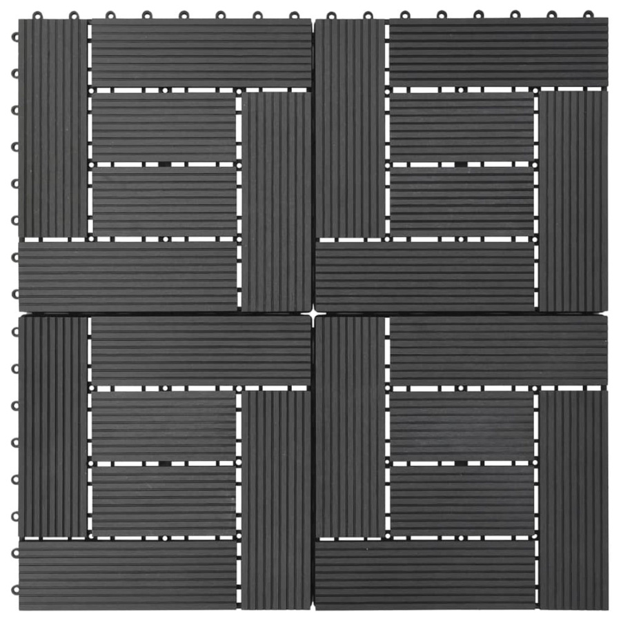 Płytki tarasowe, 11 szt., WPC, 30 x 30 cm, 1 m², czarne