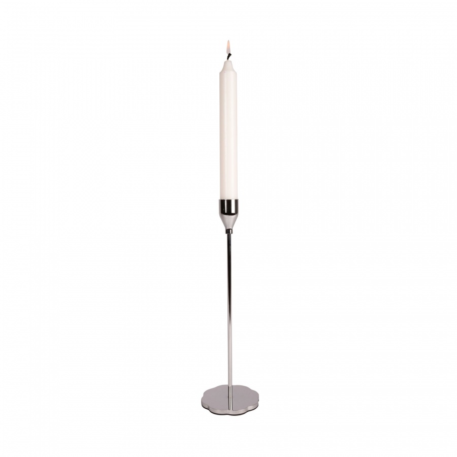 świecznik, stal/aluminium, śred. 8 x 28 cm, srebrny