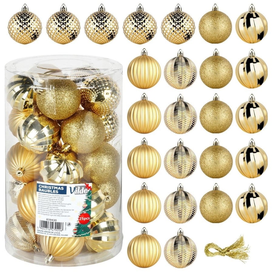 Bombki choinkowe nietłukące złote 6 cm 25 szt.