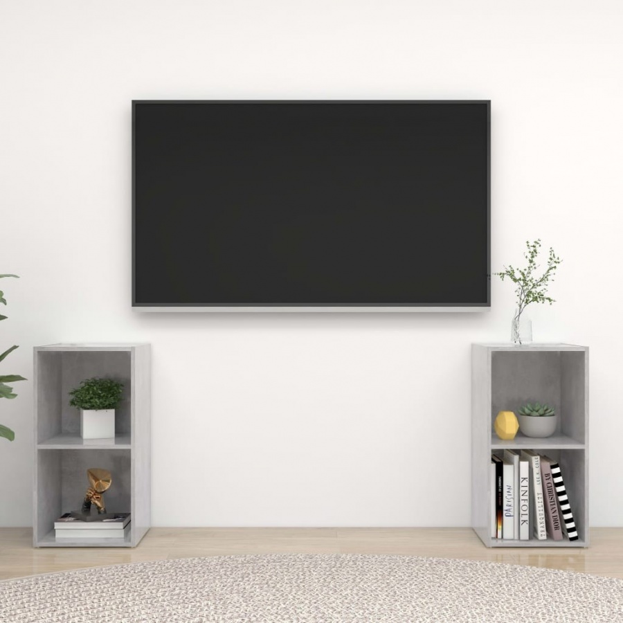 Szafki tv, 2 szt., szarość betonu, 72x35x36,5 cm, płyta wiórowa
