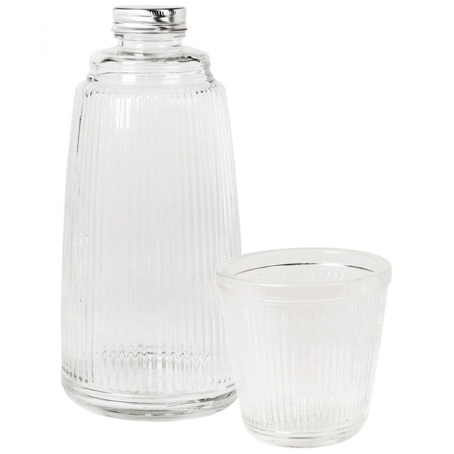 Karafka ze szklanką szklana 1 l + 220 ml 2 el.