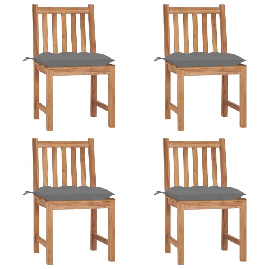 Krzesła ogrodowe, 4 szt., z poduszkami, lite drewno tekowe