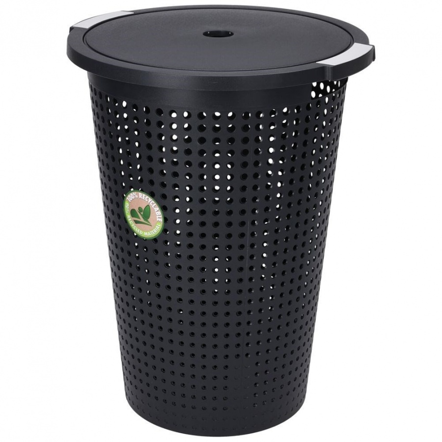 Kosz na pranie plastikowy czarny 35 l