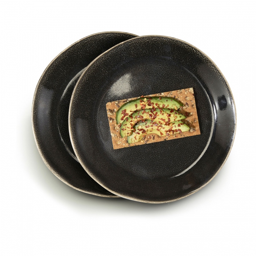 zestaw talerzy, 2 szt., szare, ceramika, śred. 22 cm