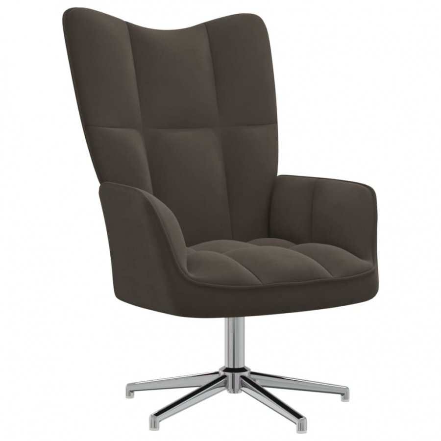 Fotel, ciemnoszary, obity aksamitem