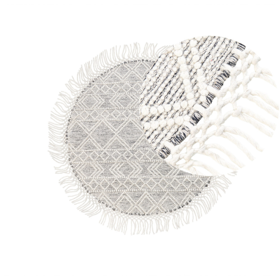 Okrągły dywan wełniany ⌀ 140 cm szary ze złamaną bielą buldan