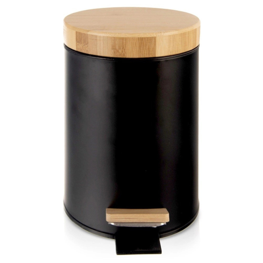 Kosz na śmieci metalowy z pedałem czarny black 3 l