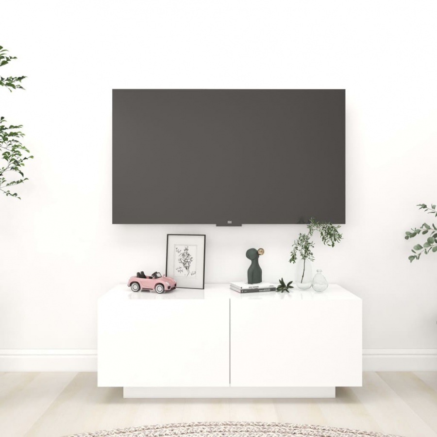 Szafka pod tv, biała, 100x35x40 cm, płyta wiórowa