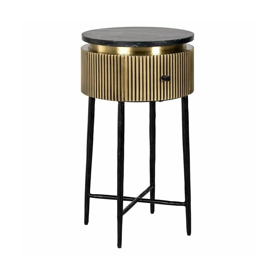 Richmond stolik ironville 40 cm - marmur, metal, mdf, sklejka brzozowa