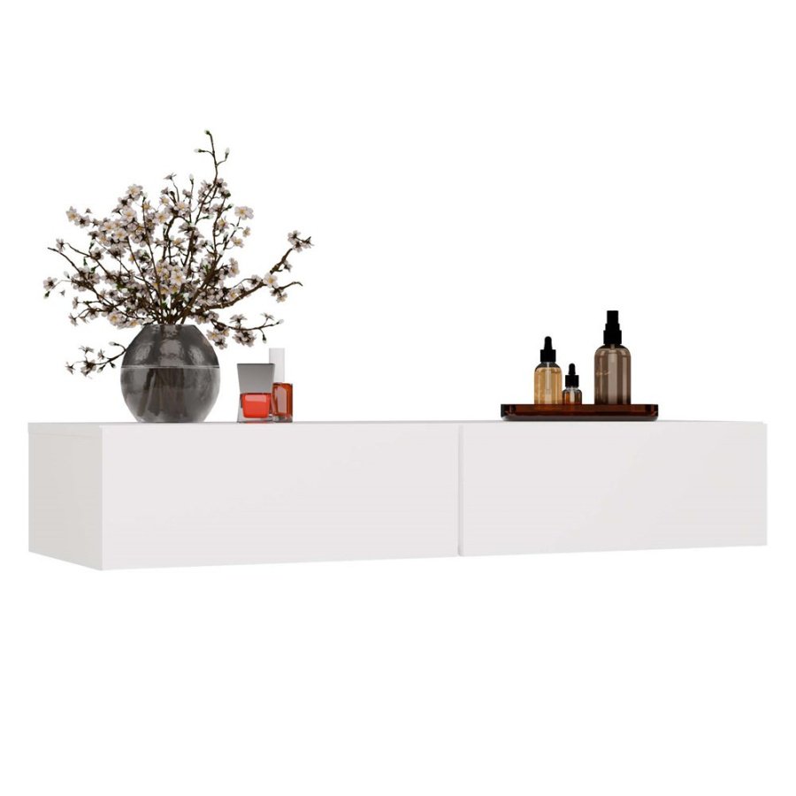 Toaletka Kosmetyczna Wisząca MIKA 110 cm 2 Szuflady Do Sypialni BIAŁA