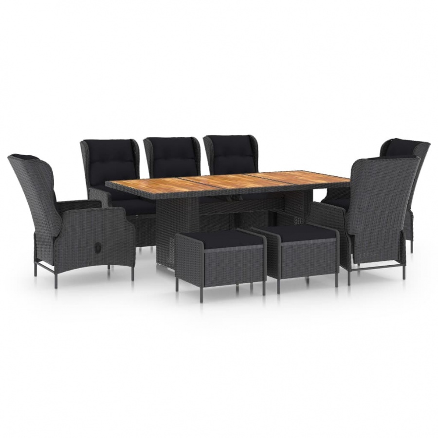 9-cz. zestaw mebli ogrodowych, poduszki, rattan PE, ciemnoszary