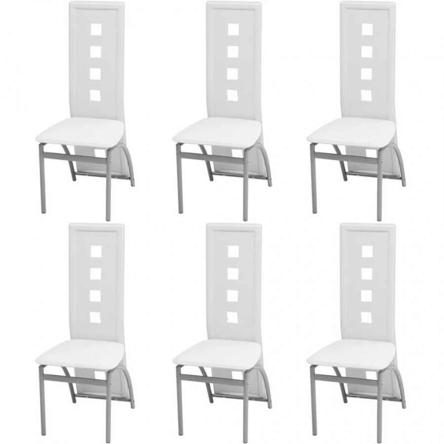 Krzesła do jadalni ze sztucznej skóry 6 szt. białe