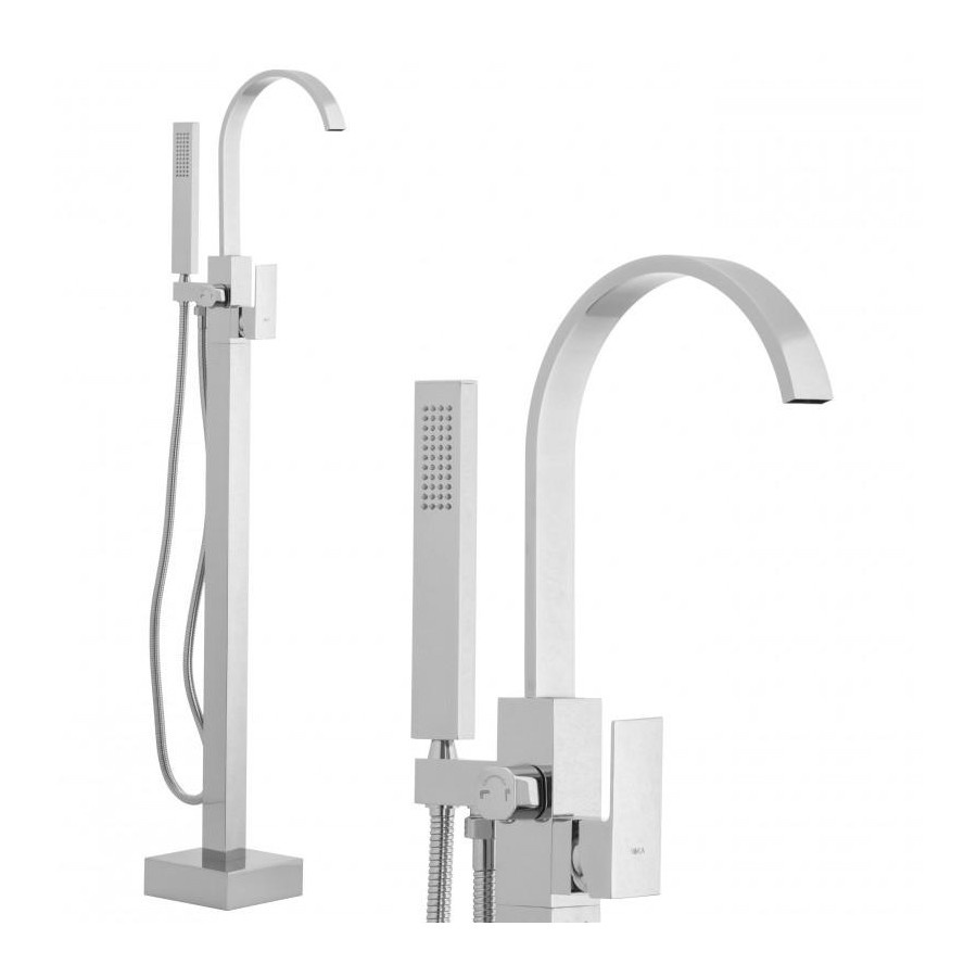 Bateria wannowa wolnostojąca z prysznicem wodospad chrom - yoka