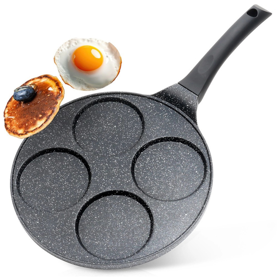 Patelnia do jajek granitowa 4 otwory black line 26 cm
