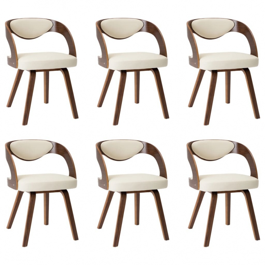 Krzesła do jadalni 6 szt. kremowe gięte drewno i ekoskóra