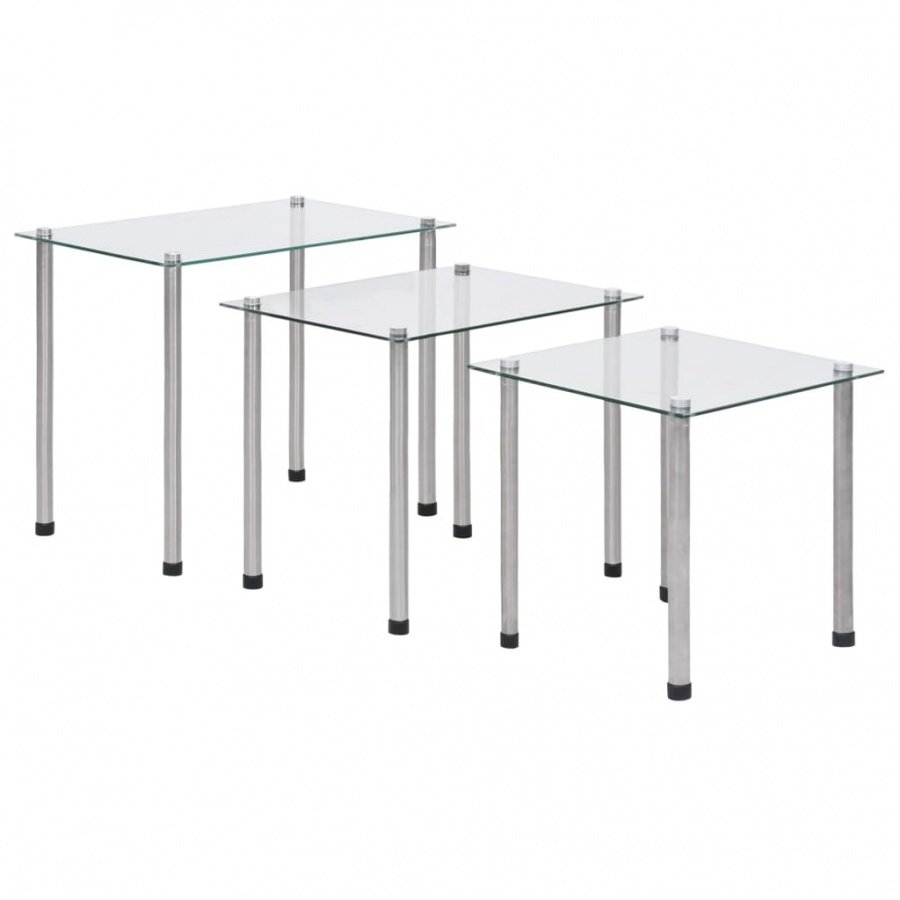 Stoliki wsuwane pod siebie, 3 szt., bezbarwne, szkło hartowane