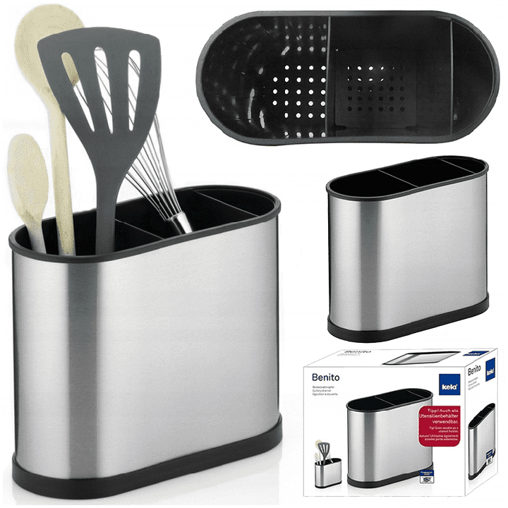 Ociekacz na sztućce, 22x18x10 cm, srebrny