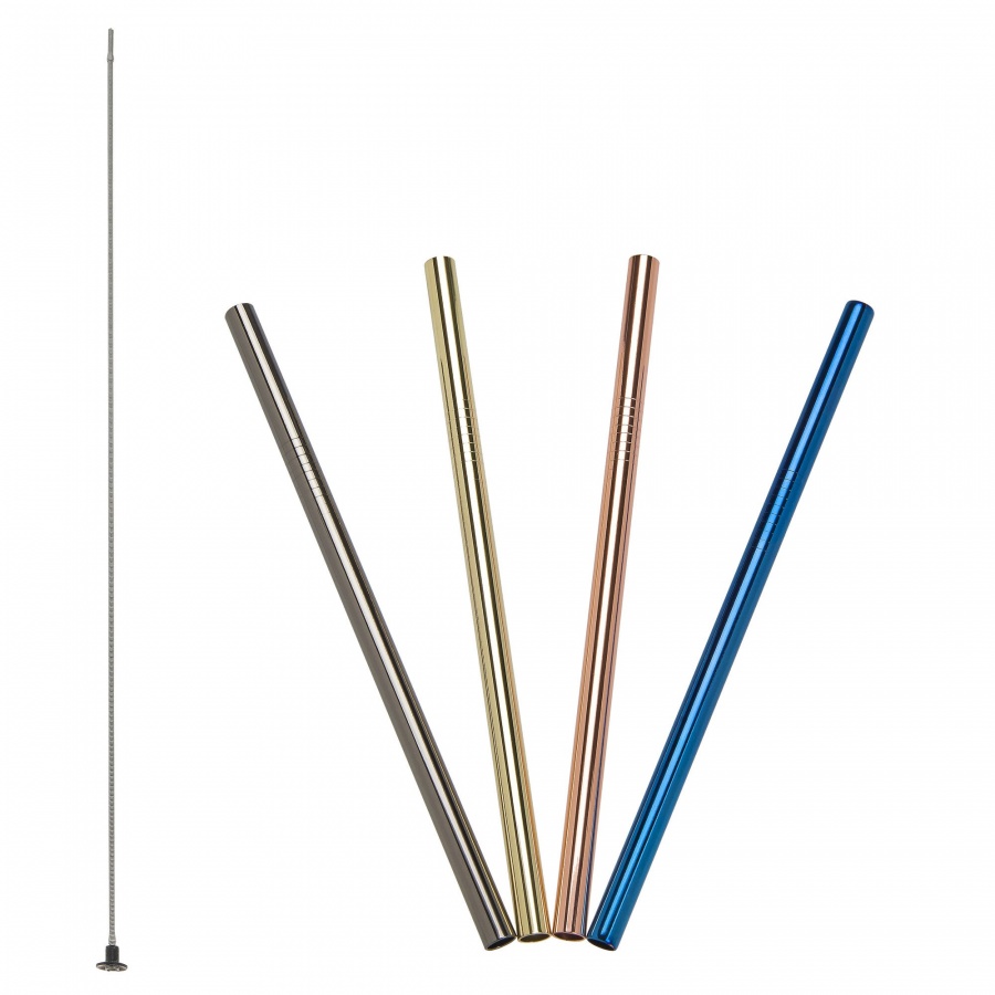 stalowe słomki do napojów, 4 szt., kolorowe, 18 cm