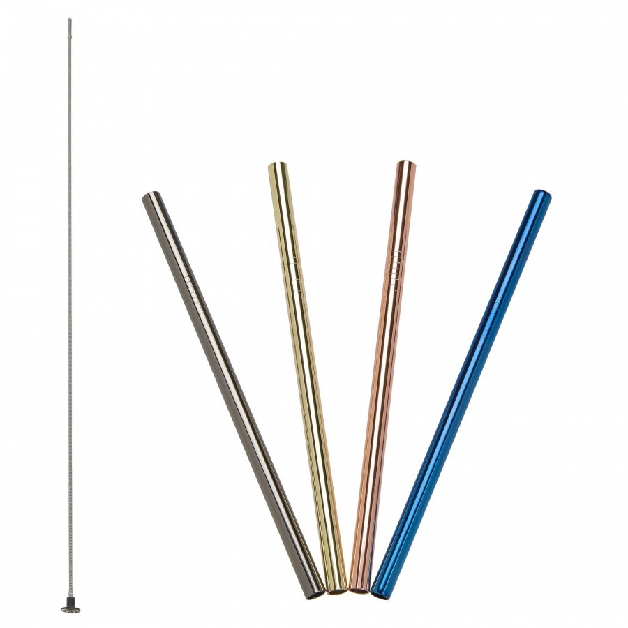 stalowe słomki do napojów, 4 szt., kolorowe, 18 cm