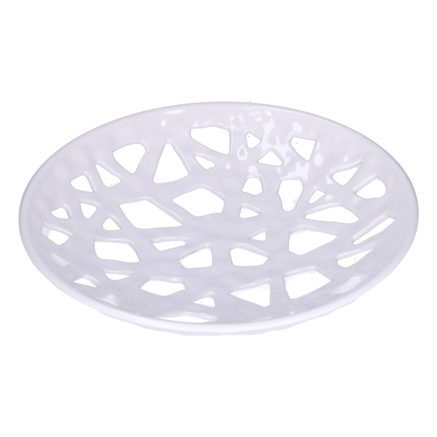 Miska okrągła z melaminy traifori - biały, 36 cm