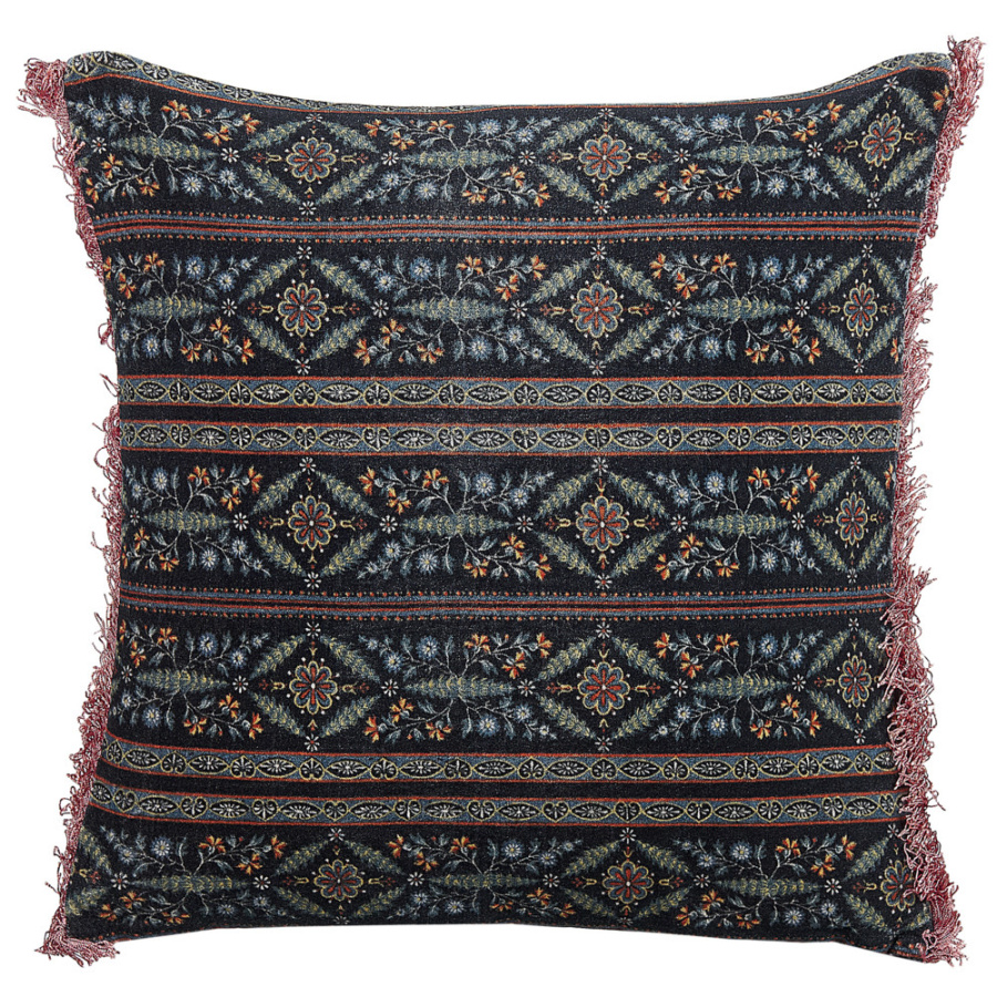 Poduszka dekoracyjna wzór kwiatowy ruta welur 45 x 45 cm kolorowy