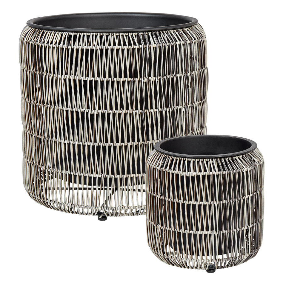 Zestaw 2 doniczek brodiea technorattan 26/45 cm jasnobrązowy