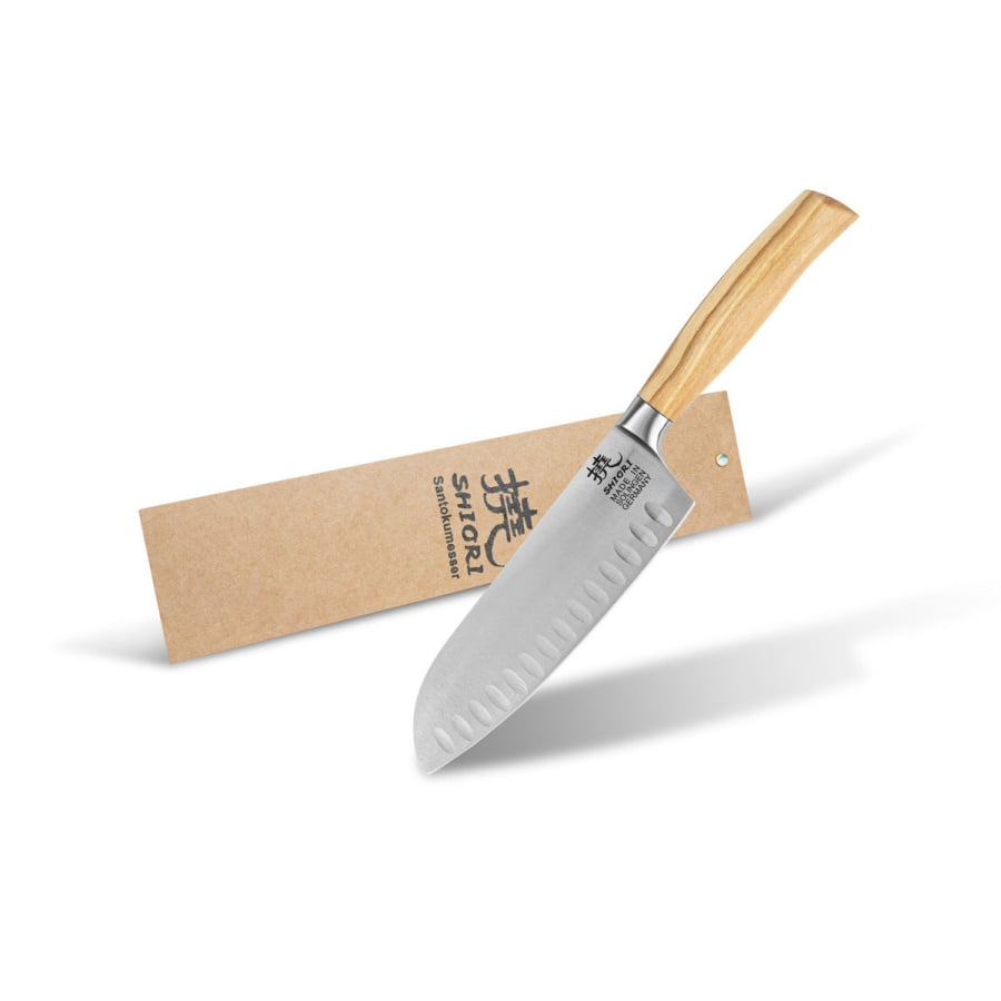 Shiori 撓 Hamburg Santoku - uniwersalny, wielozadaniowy nóż szefa kuchni ze stali niemieckiej 1.4116