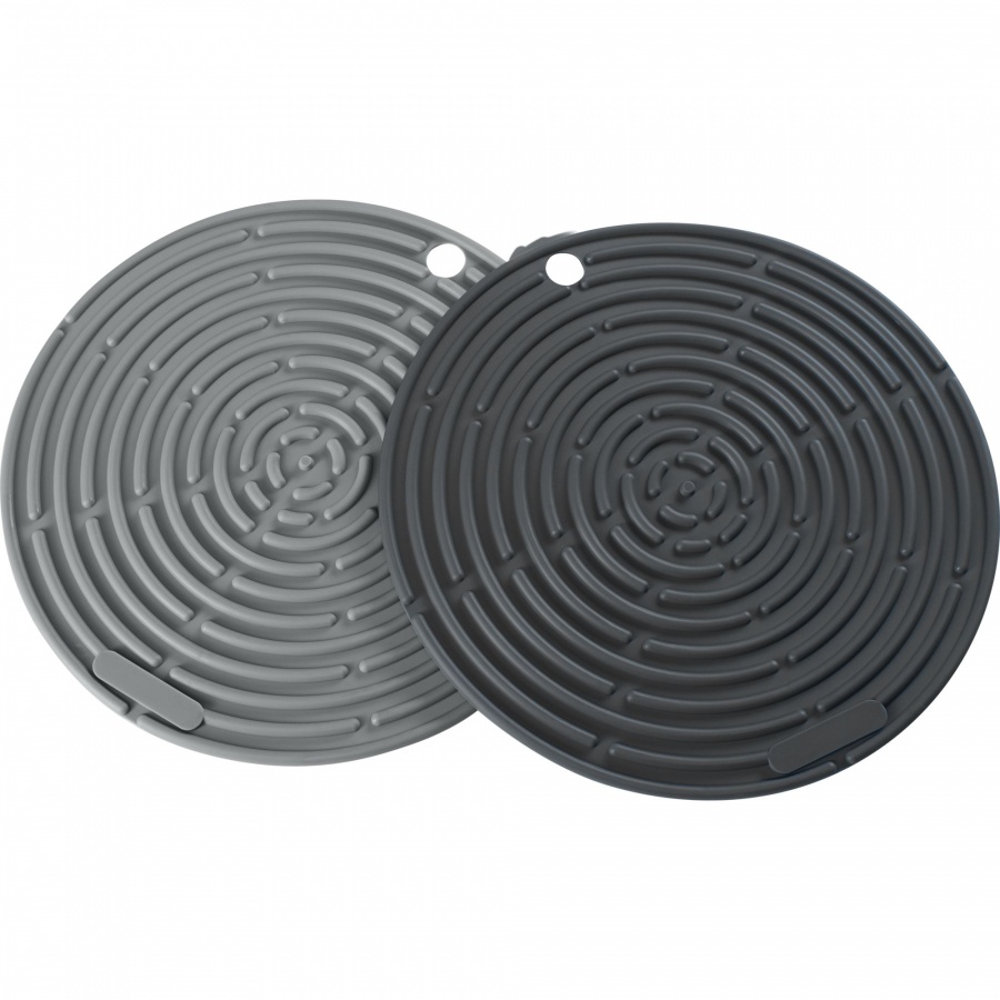 Podkładki do gorących naczyń, 2 szt., silikon, śred. 20 cm, szare