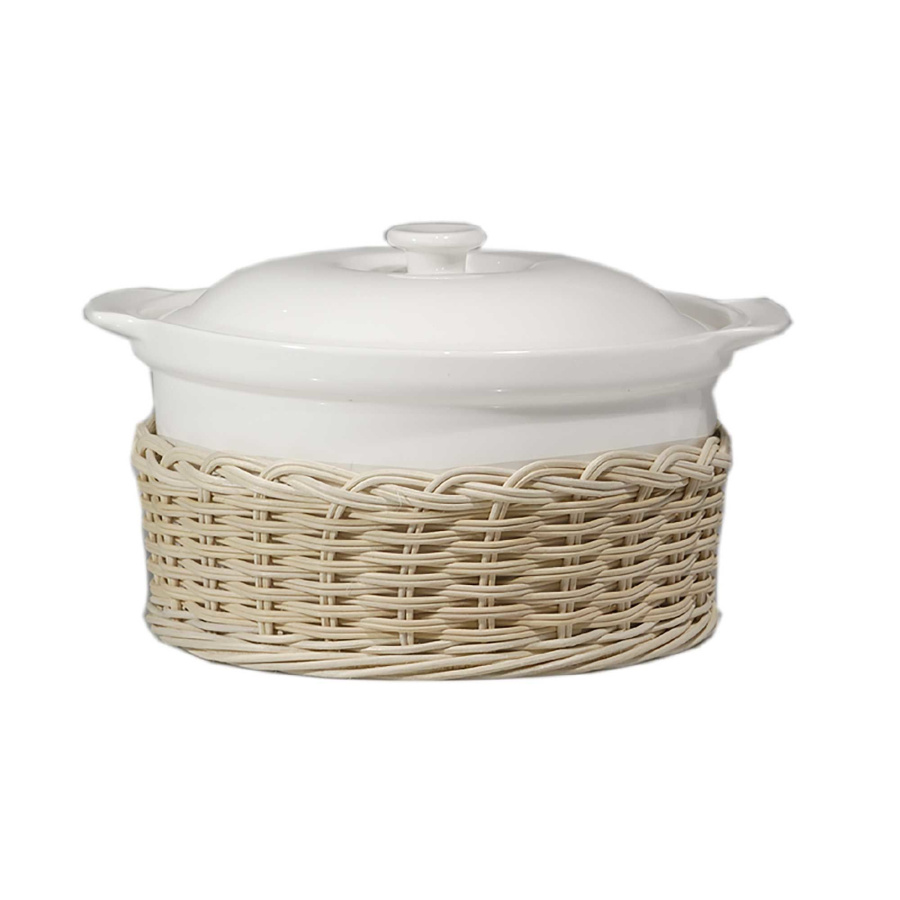 Wiklinowy kosz na wazę midollino - brązowy, 23 cm