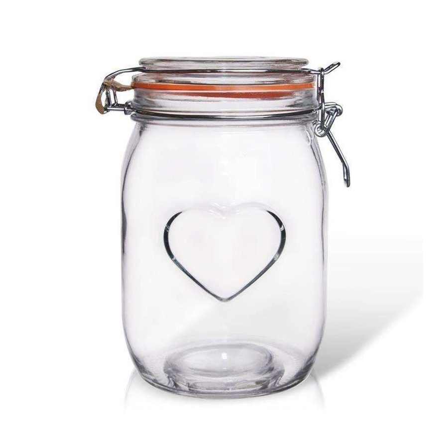 Słoik, pojemnik szklany patentowy z klipsem, BELA, 1 l, serce