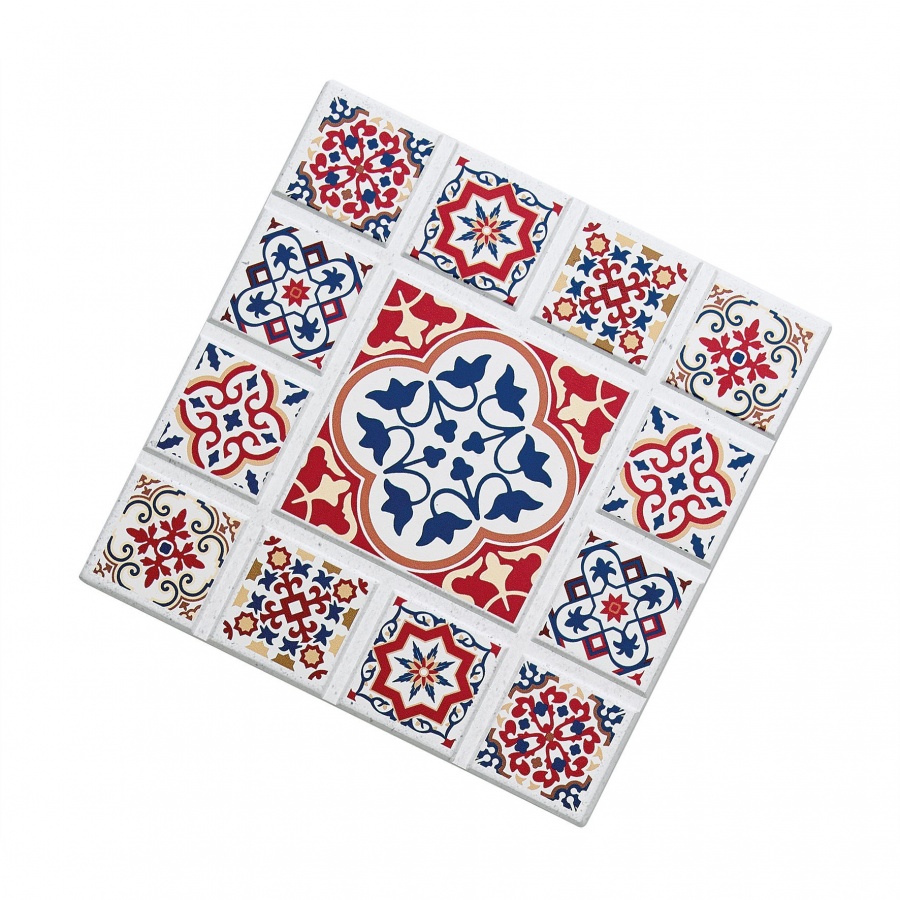 Podkładka pod gorące naczynia, ceramika/korek, 20 x 20 cm, kwiat