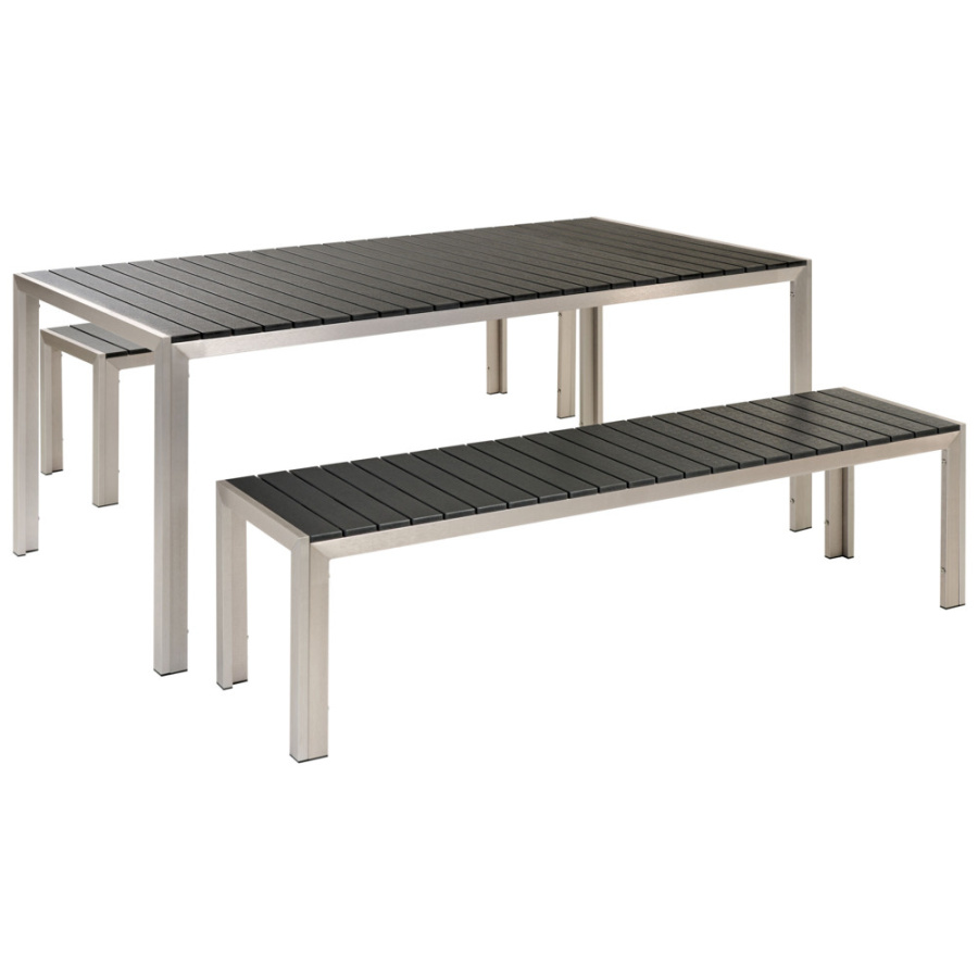 Dla 6 osób stół ogrodowy z krzesłami nardo czarno-srebrny