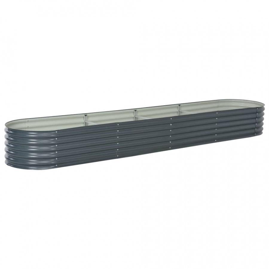 Donica ogrodowa z galwanizowanej stali, 400x80x44 cm, szara